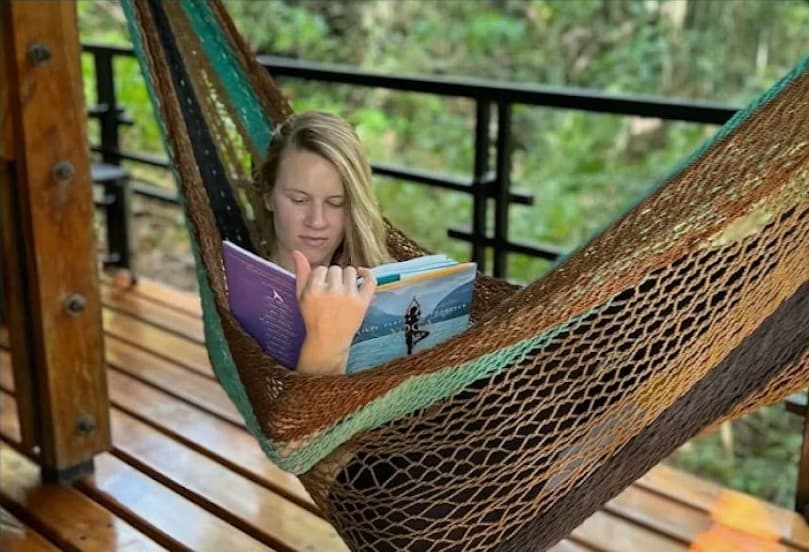 Peaceful wellness reflection in nature